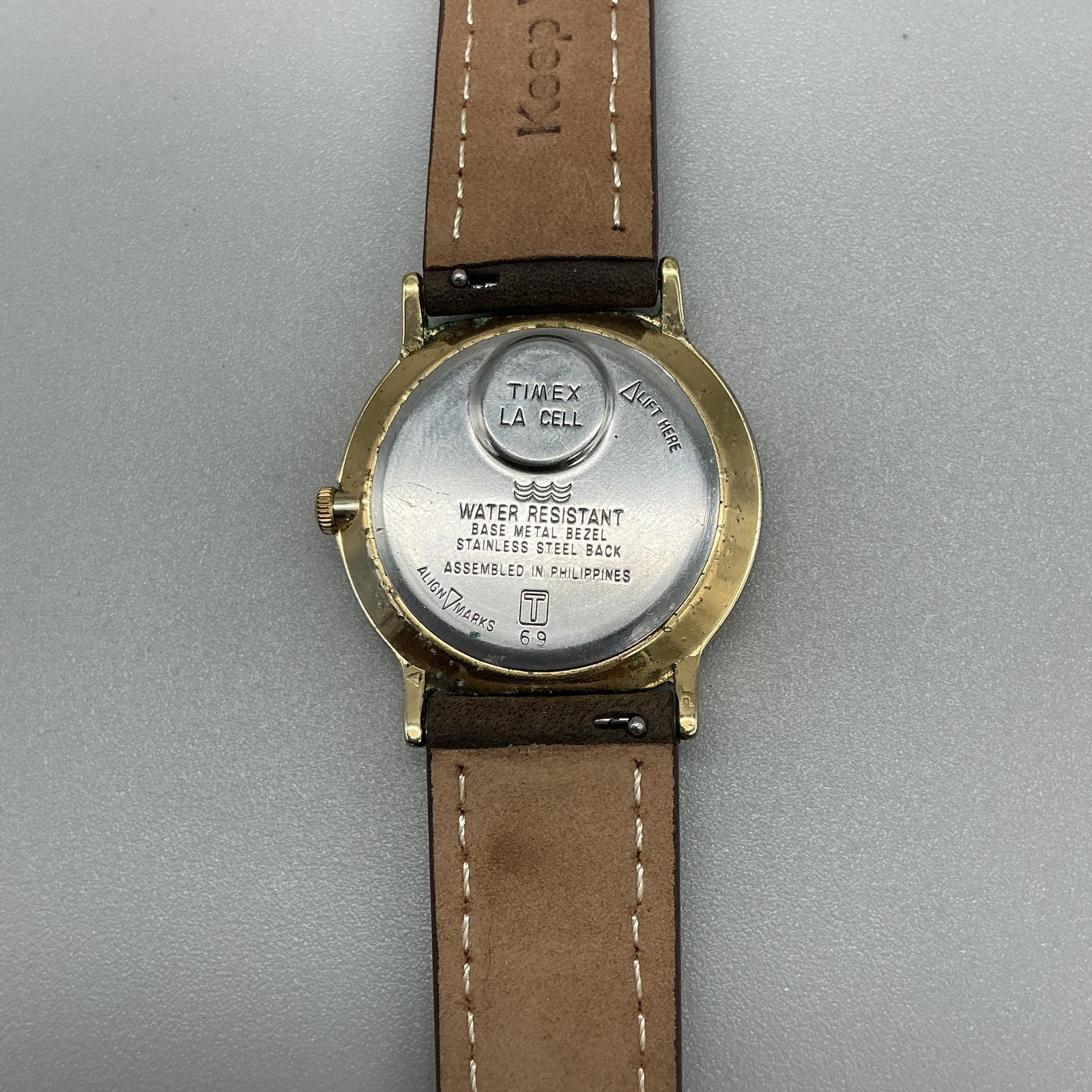 Vintage Timex LA Cell Quartz Mens Watch 32mm Gold Tone Day Date New Battery