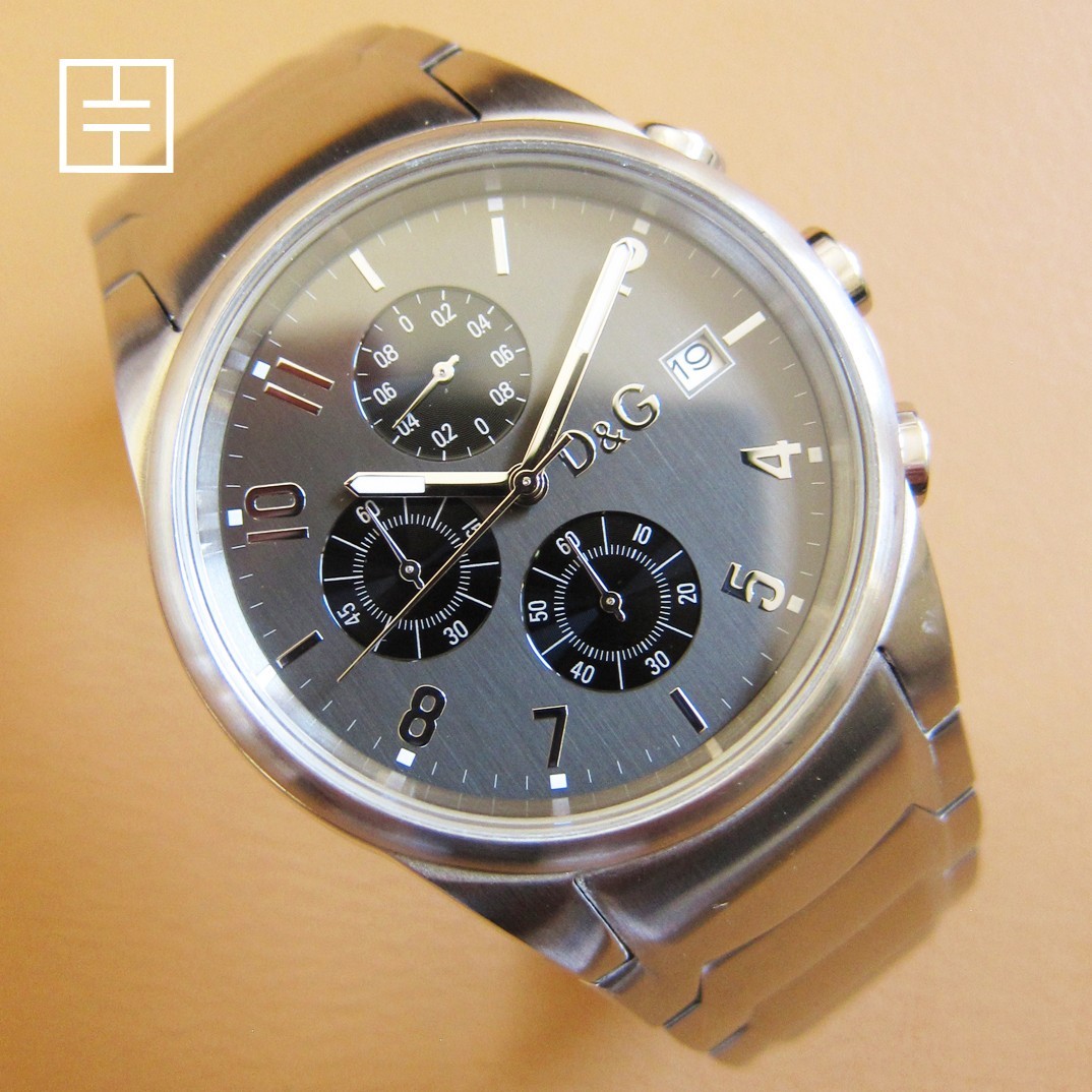DOLCE & GABBANA Time Men’s All Stainless Steel Quartz Watch – Date Display
