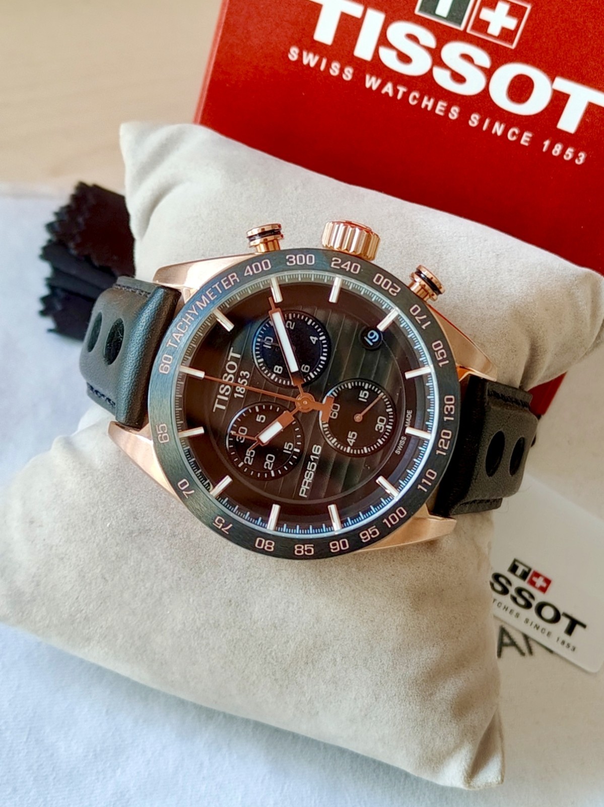Tissot PRS516 Motorsport Racing Steel Chronograph Men’s Watch Black & Gold Dial