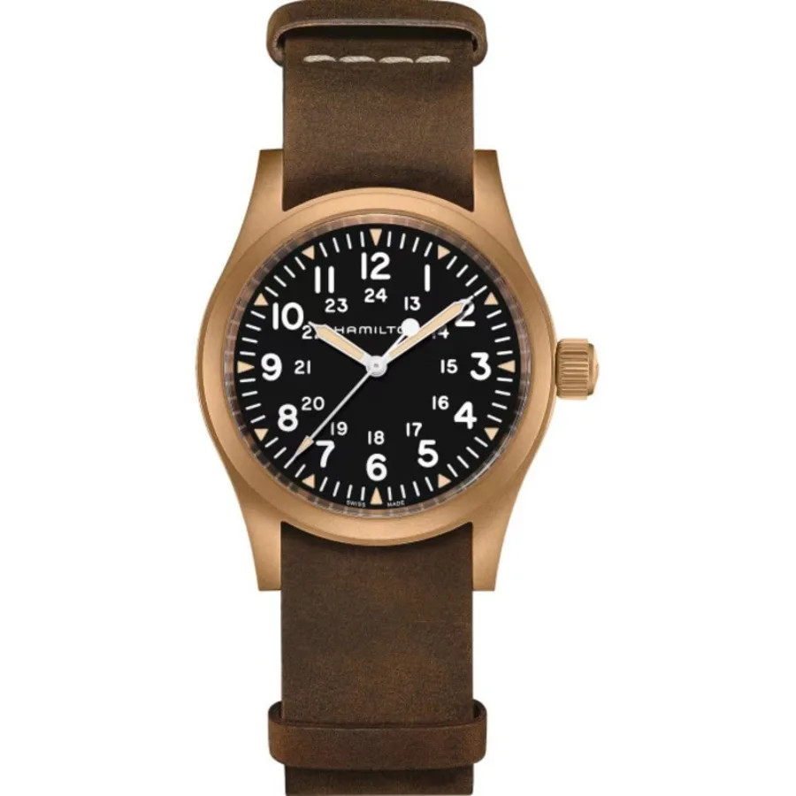New Hamilton Khaki Field Mechanical Black Dial Leather Men’s Watch H69459530