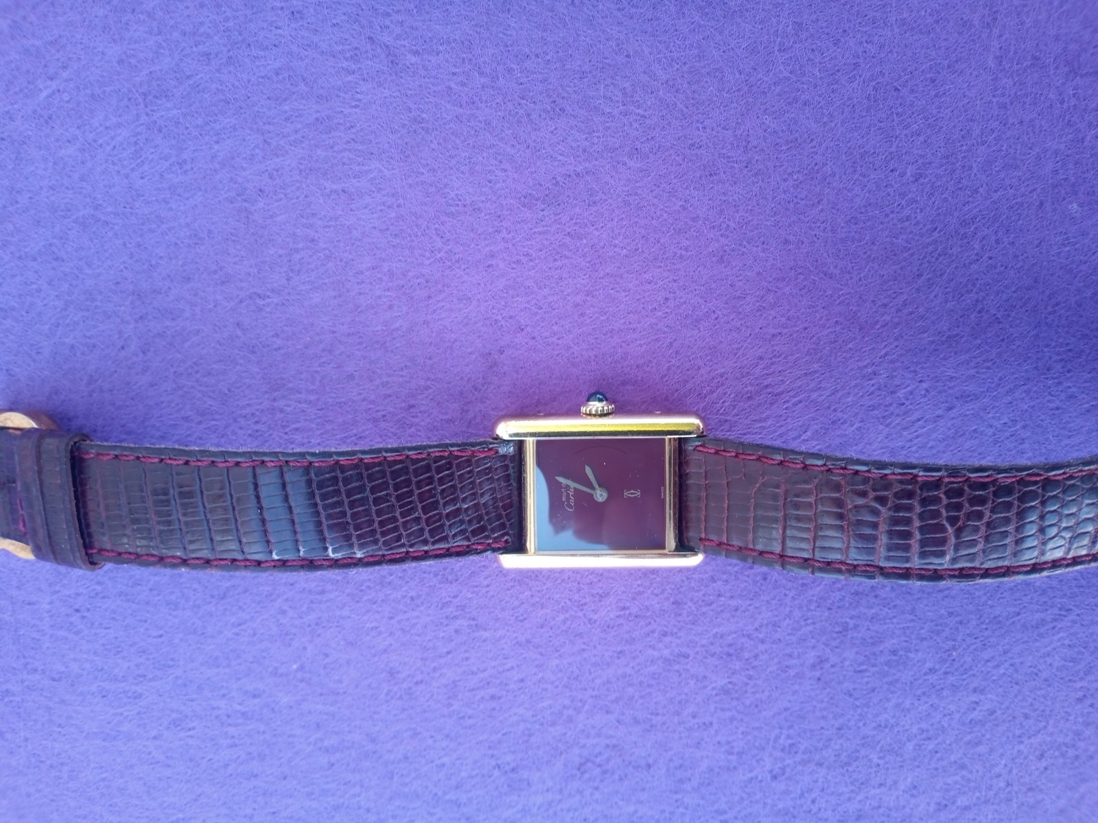 Cartier 1980s Tank Must Vermeil Women’s Burgundy/red wine Manual Wind watch