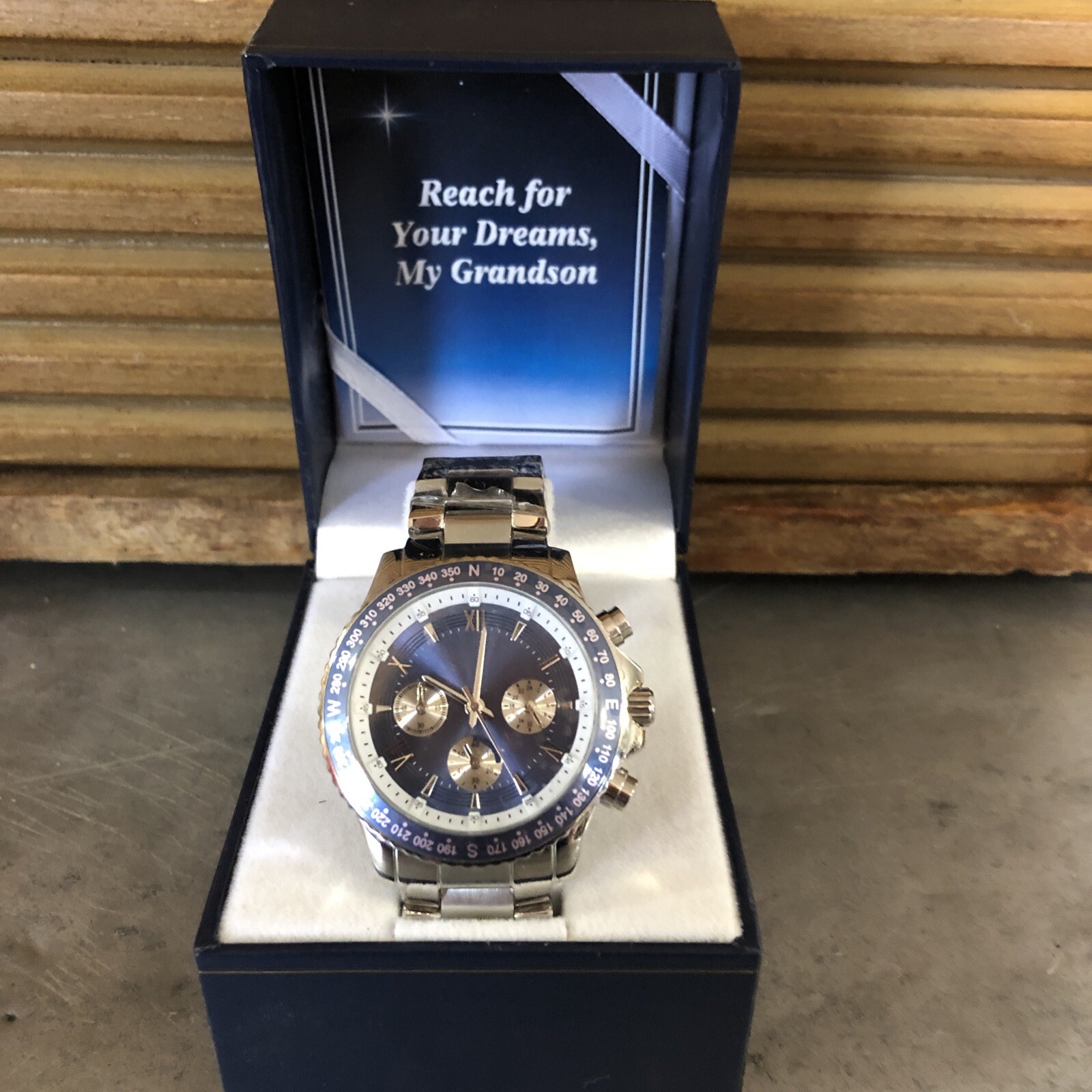 Reach For Your Dreams My Grandson, Handcrafted Inspirational Men’s Watch (J)