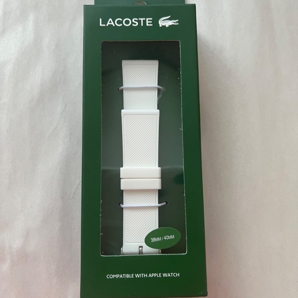 Lacoste Casual White Silicone Strap For Apple Watch® Unisex Logo 38mm/40mm