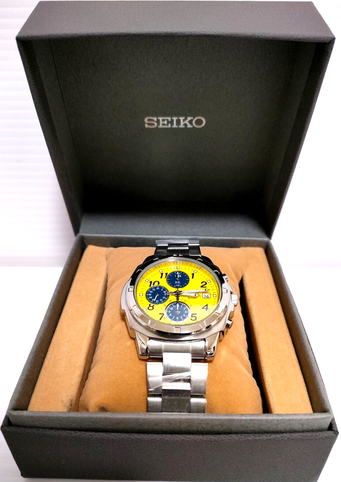 SEIKO SND409 Chronograph Overseas Model Yellow Navy Watch Authentic Japan Gift