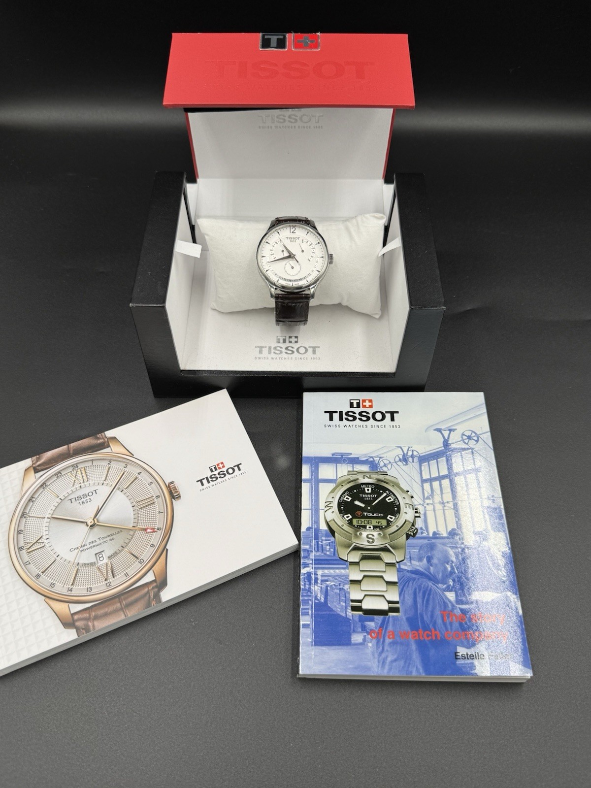 Tissot 1853 3 Bar Sapphire Crystal Perpetual Calendar Tradition T063637 w/ Box
