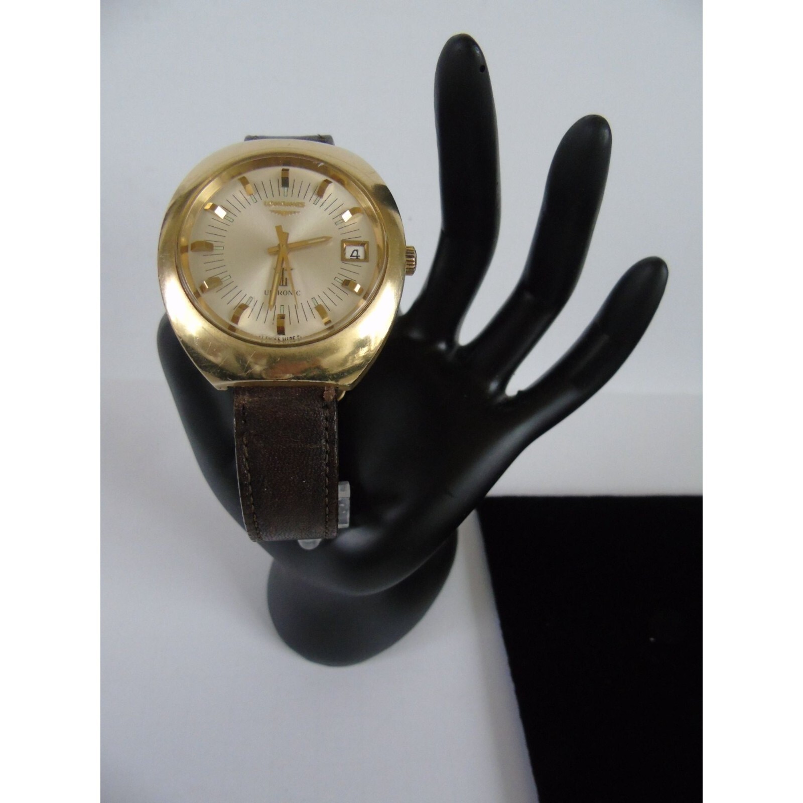 Vintage Longines Ultronic Dual Coil Wrist Watch Date 14 K Gold Filled Bezel