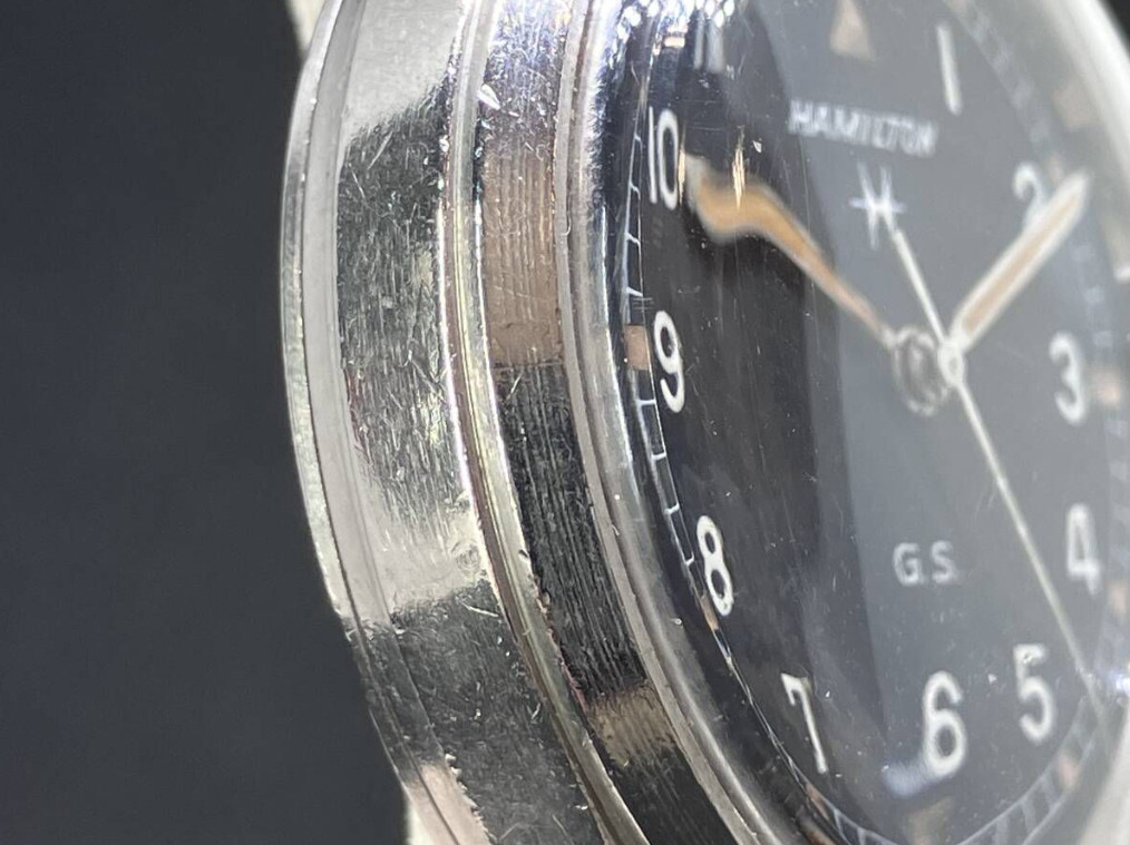 HAMILTON military watch GS TROPICALIZED Hand wound wristwatch black dial antique