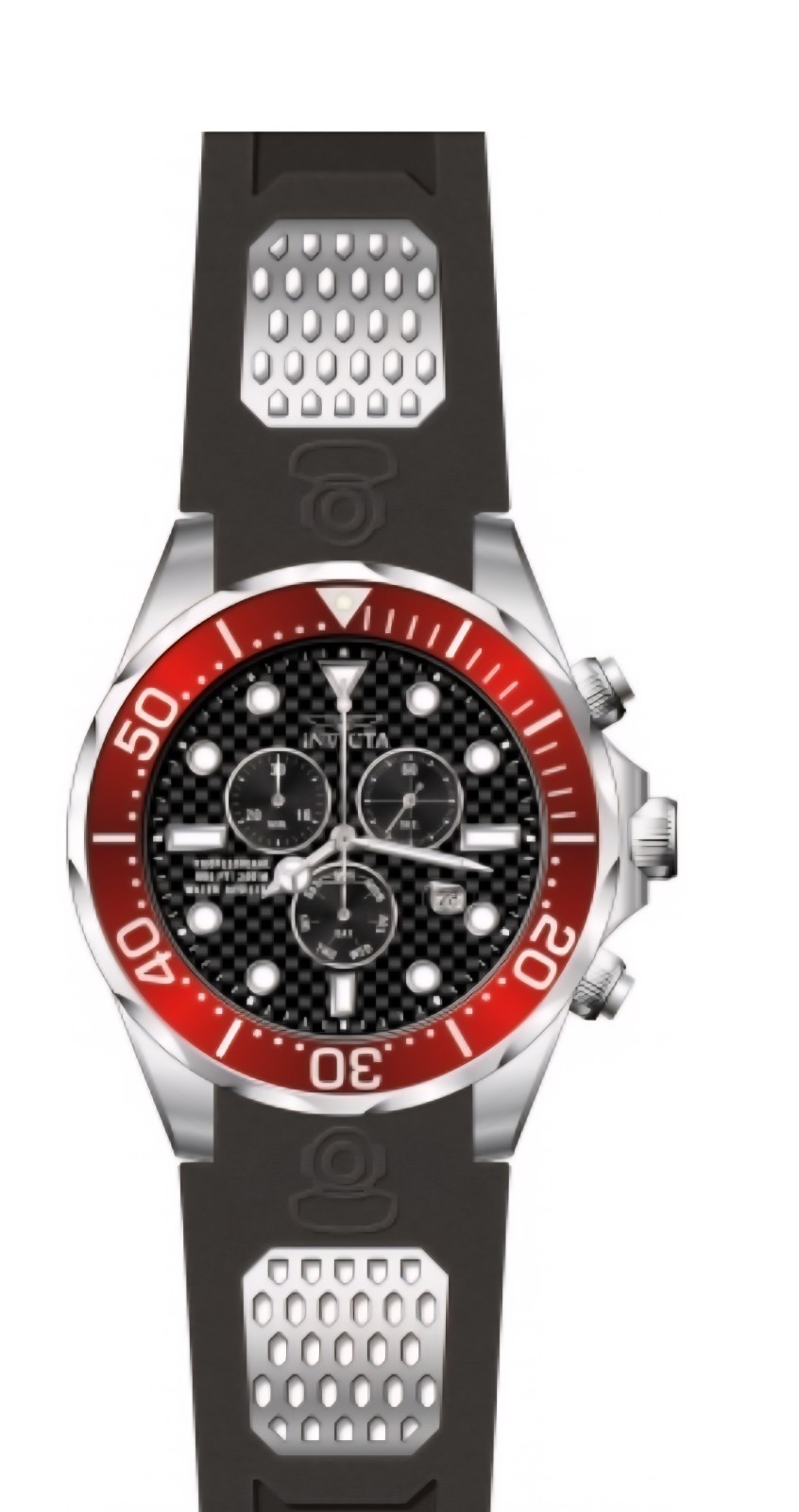 Invicta 47688 Pro Diver Ocean Voyage Quartz Watch 47mm Carbon Dial Black Red NIB