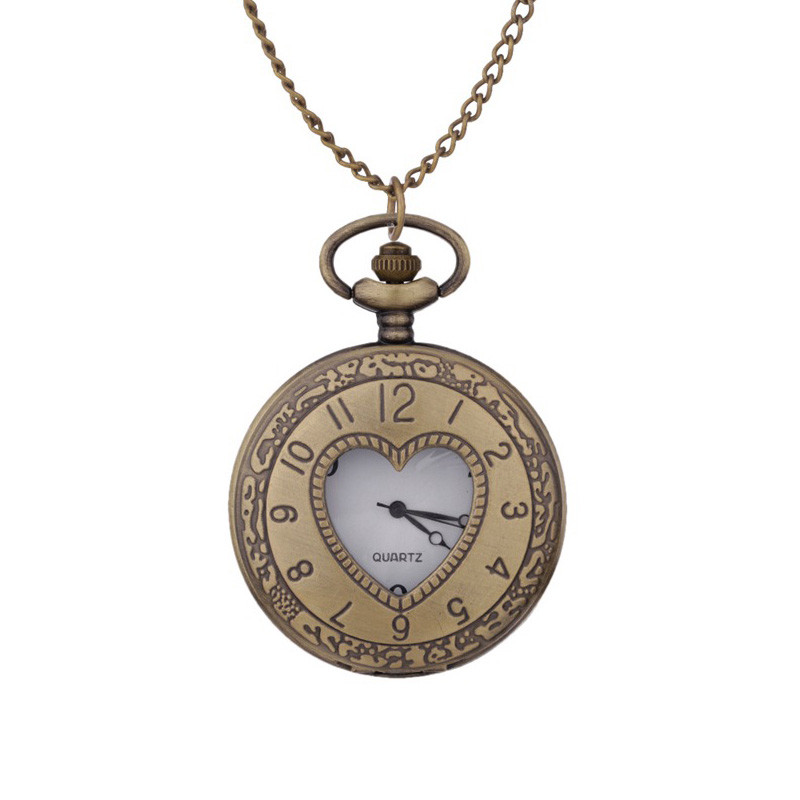 New Pocket Watch w/Chain Necklace Vintage Bronze Case for Men Women Kid Boy Girl