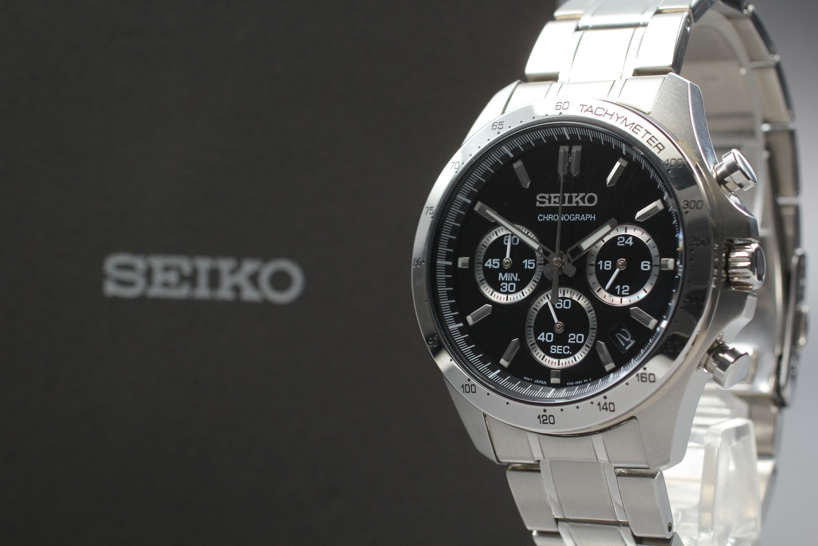 [MINT] SEIKO Chronograph 8T63-00D0 Black Men’s Quartz Watch From JAPAN