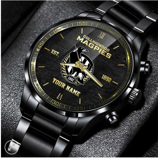Collingwood Magpies custom stainless steel watch