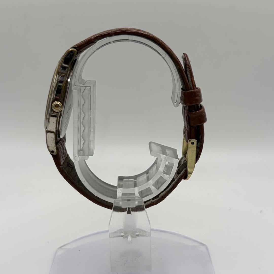 SEIKO 7N01-7140 Quartz Watch White Dial Brown Leather Band From Japan