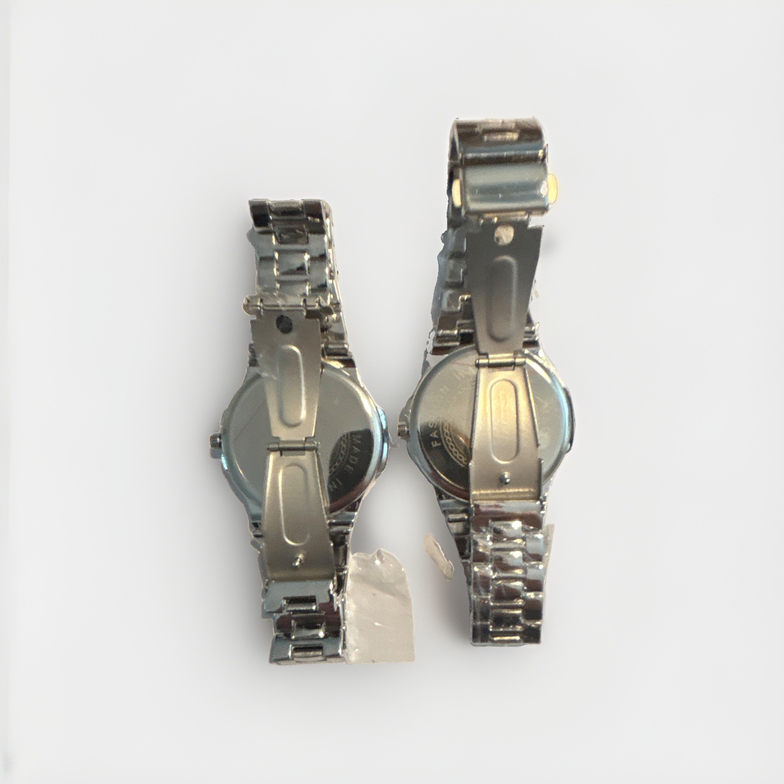 Lot of 2 Analog Cushion Case Watches Silver-Tone Metal Bracelet Green/Black Dial