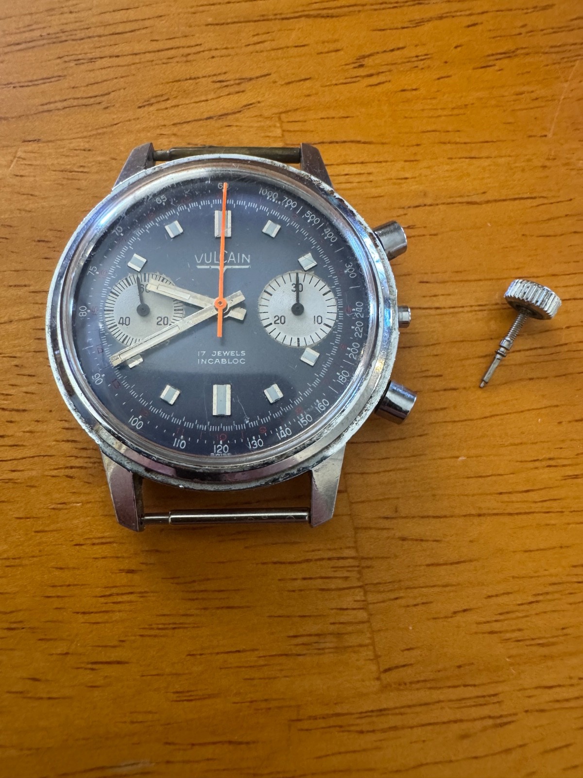 VINTAGE VULCAIN “BLUE PANDA” 1376 CHRONOGRAPH – VALJOUX 7733 -BLUE DIAL -REPAIR