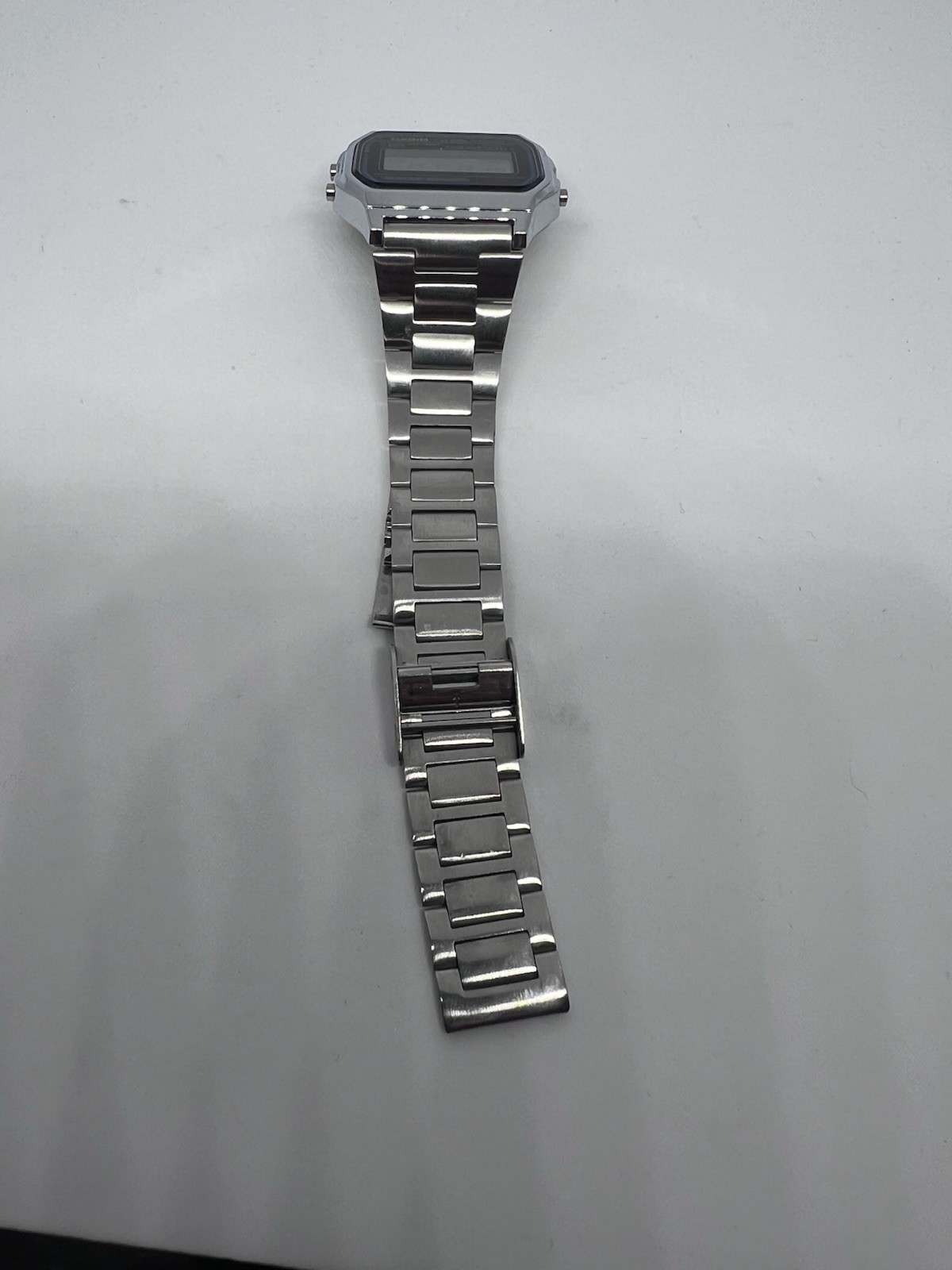 Casio 593 A158W Digital Watch Unisex 33mm Silver Tone Alarm Chronograph