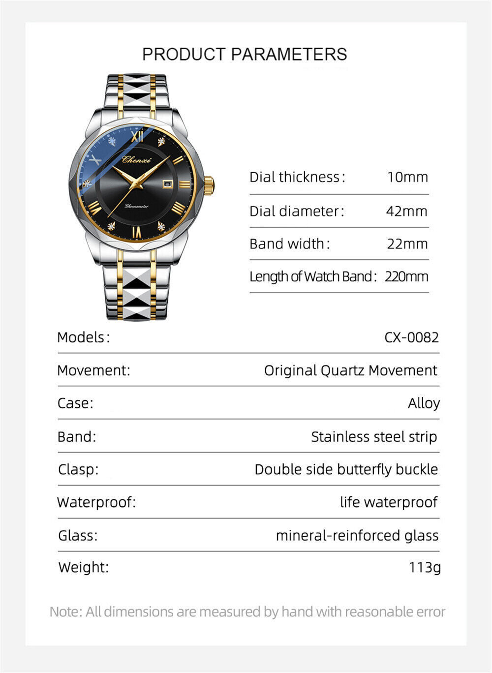 CHENXI Men Watches Silver Steel Wristwatch for Business Male Quartz Watches Gift