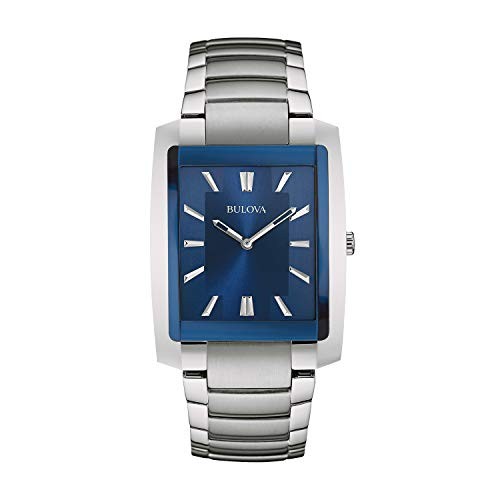 Men’s Classic Rectangle 2-Hand Quartz Watch Stainless/Blue