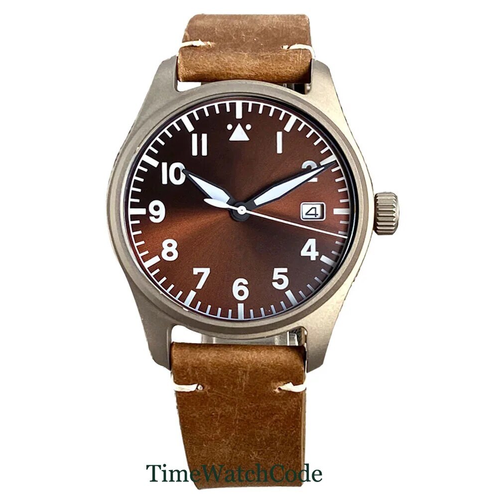 Tandorio Titanium Diving Automatic Watch for Men Anti-allergry Pilot NH35A 39mm