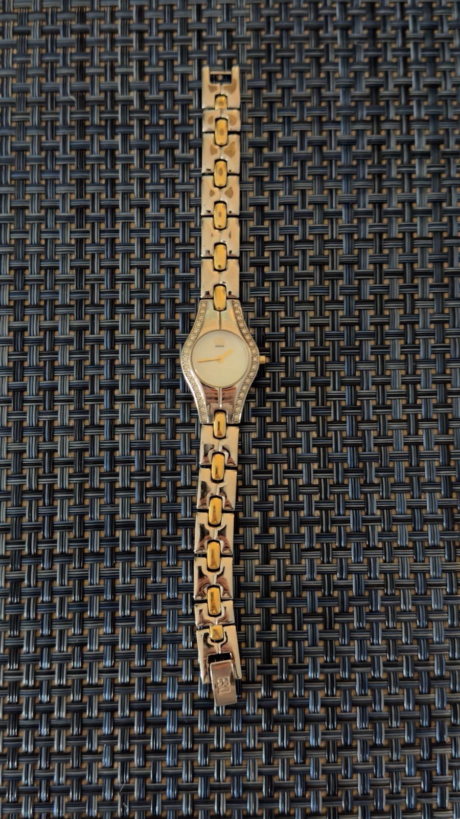 ESQ Swiss ES214 Two Tone Ladies Watch Crystal Bezel Mother of Pearl Dial