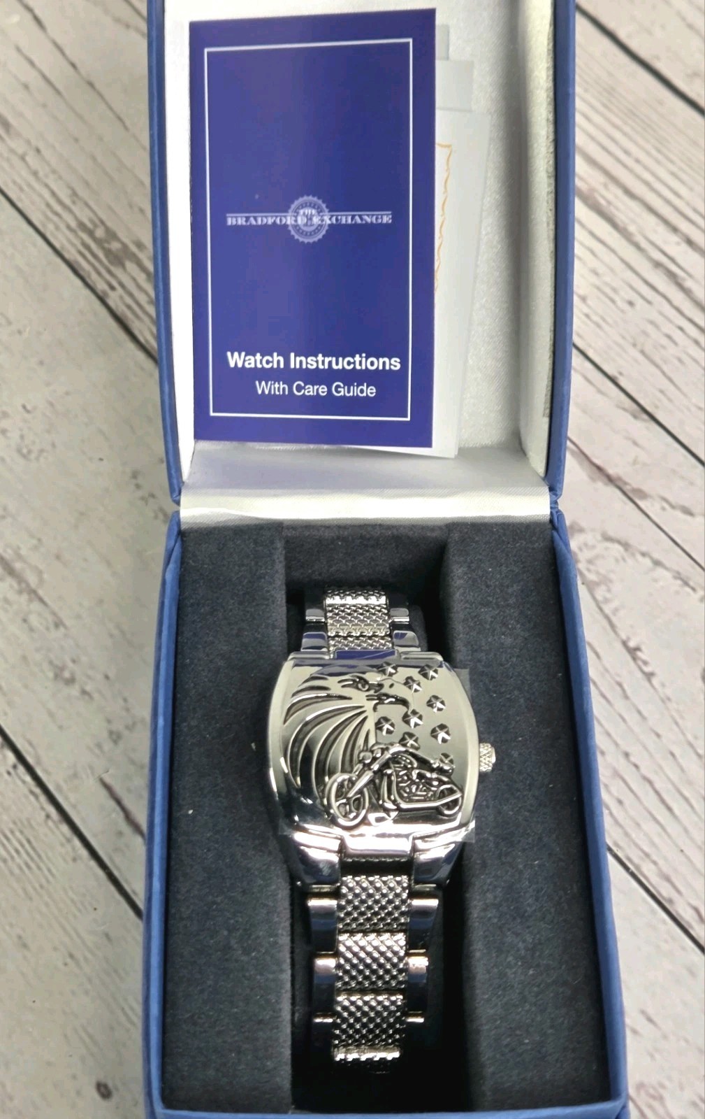 Bradford Exchange Ride Hard Live Free Motorcycle Watch Needs Battery