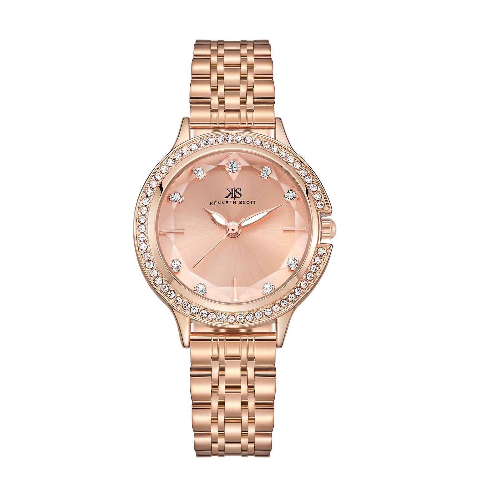 Kenneth Scott Women’s Analog Watch | Rose Gold Dial, 32mm, 30 m (3 ATM)