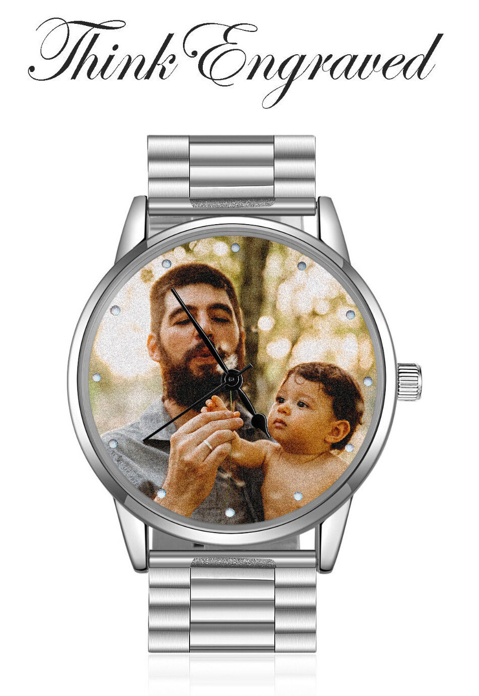 Personalized Photo and Custom Message Silver Watch