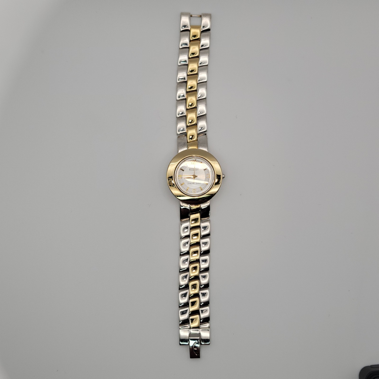 Ecclissi 32250 Heavy 72g Sterling Silver 925 Two Tone Womans Watch New Battery