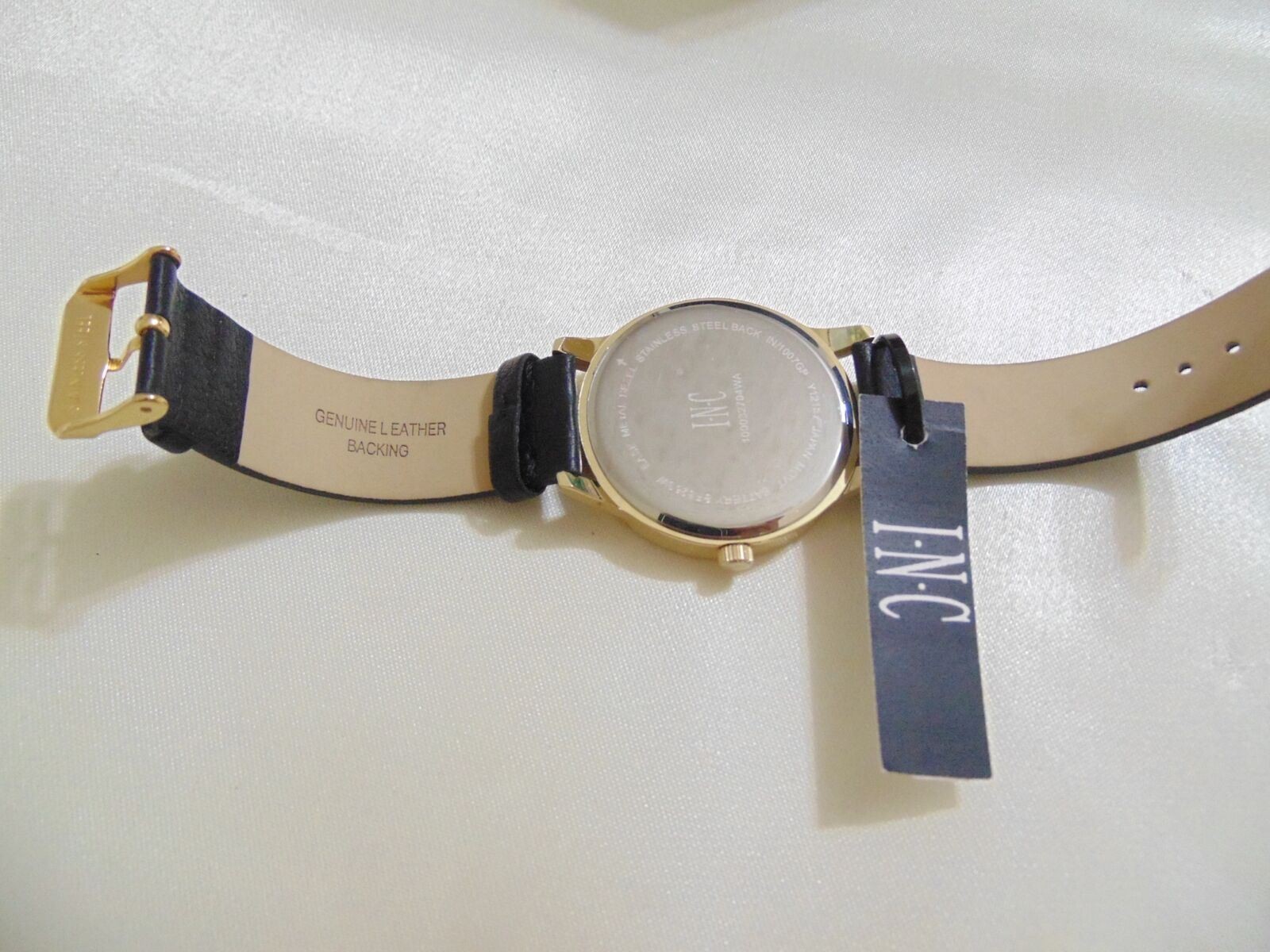 INC International Concepts Unisex Gold Tone & Black Dress Watch 43MM $59 W628
