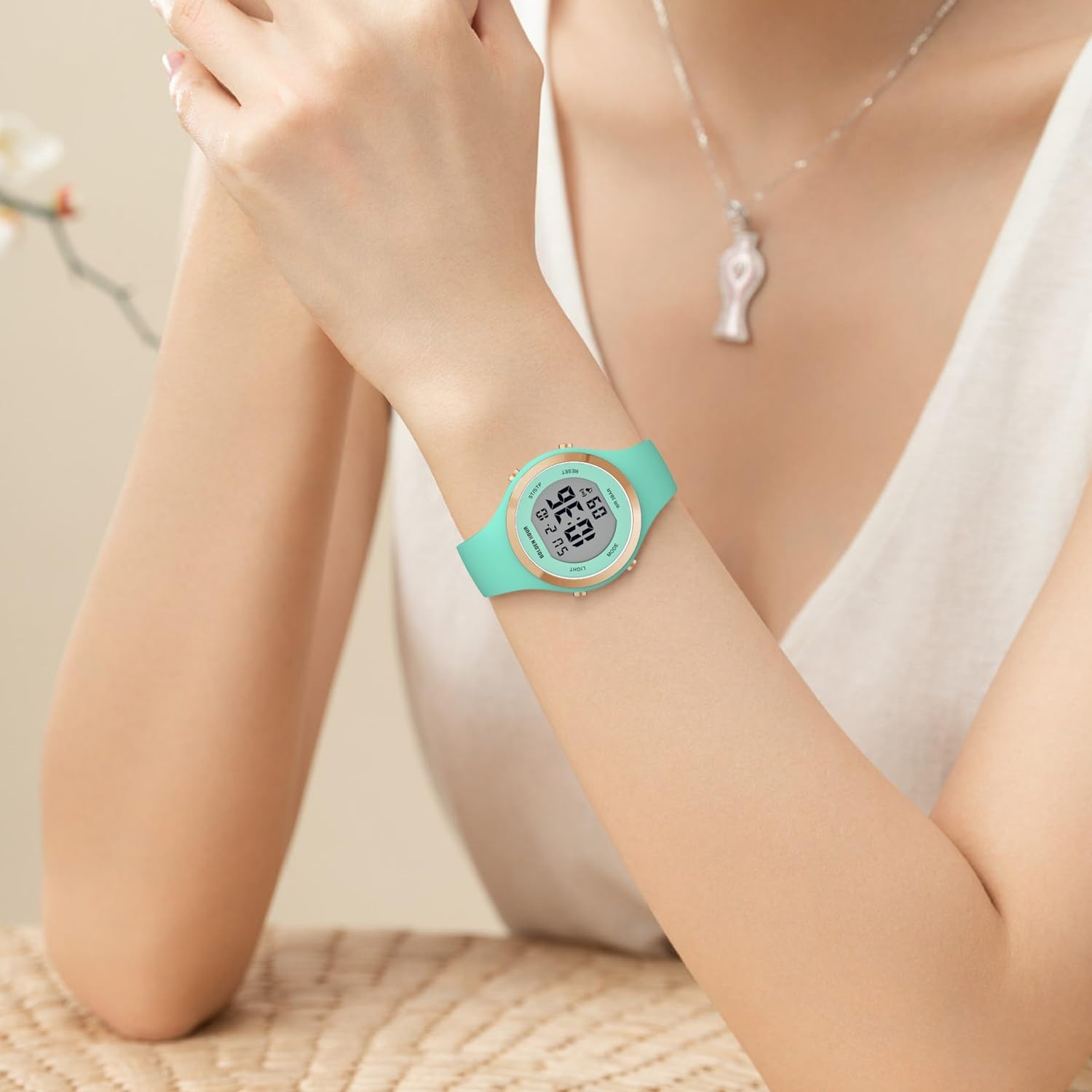 Waterproof Sport Women’s Digital Chronograph Watch – Silicone Strap, Fitness Tim