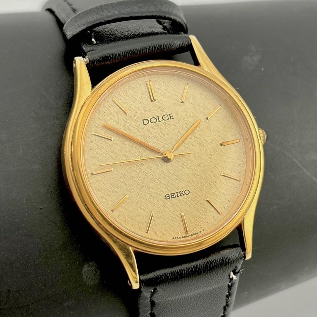 SEIKO Dolce 8N41-6060 Gold SGP Watch 18.5cm Battery Replaced Used