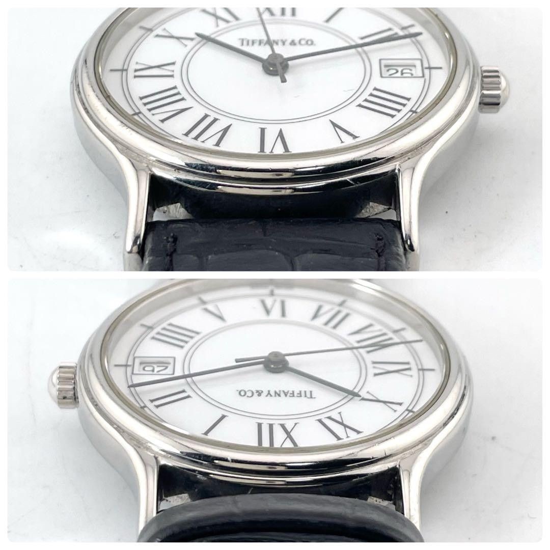 [B1P] Tiffany Classic Roman Dress Watch Date Quartz Mens 9N0297726 [k8z]