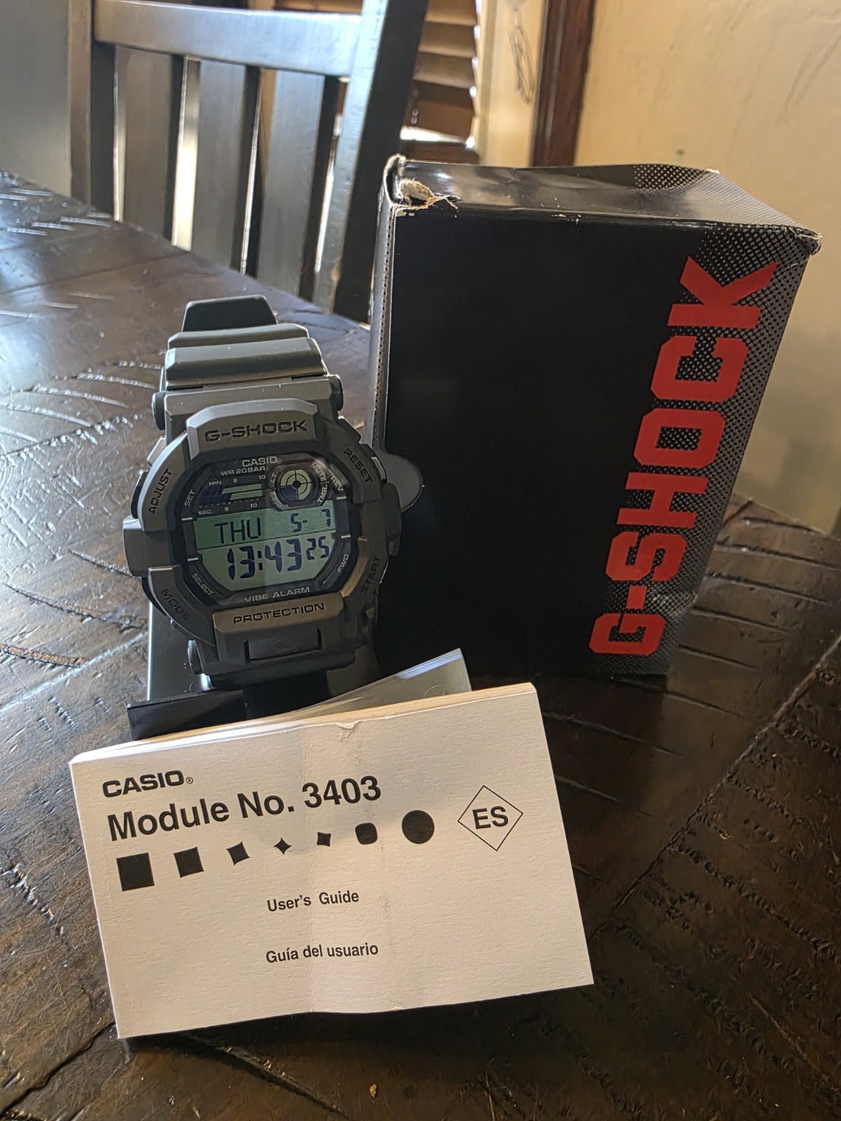 Casio G-SHOCK GD-350-8CS Quartz Gray Black Digital Resin Wristwatch Box Manual