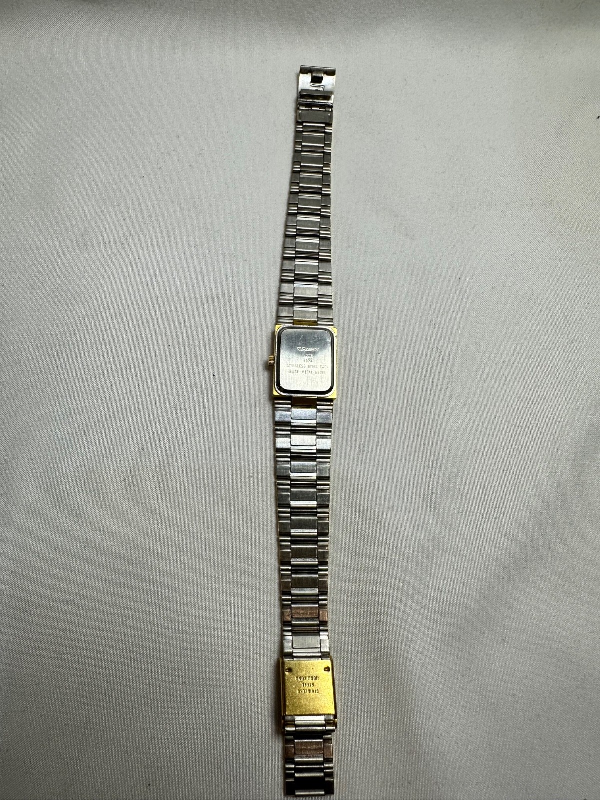VINTAGE GOLD TONE GRUEN PRECISION QUARTZ TANK STYLE WATCH