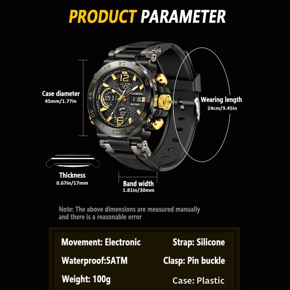 Men Watch Quartz Diver Sport Chronograph Luminous 5ATM Waterproof Boy Wristwatch