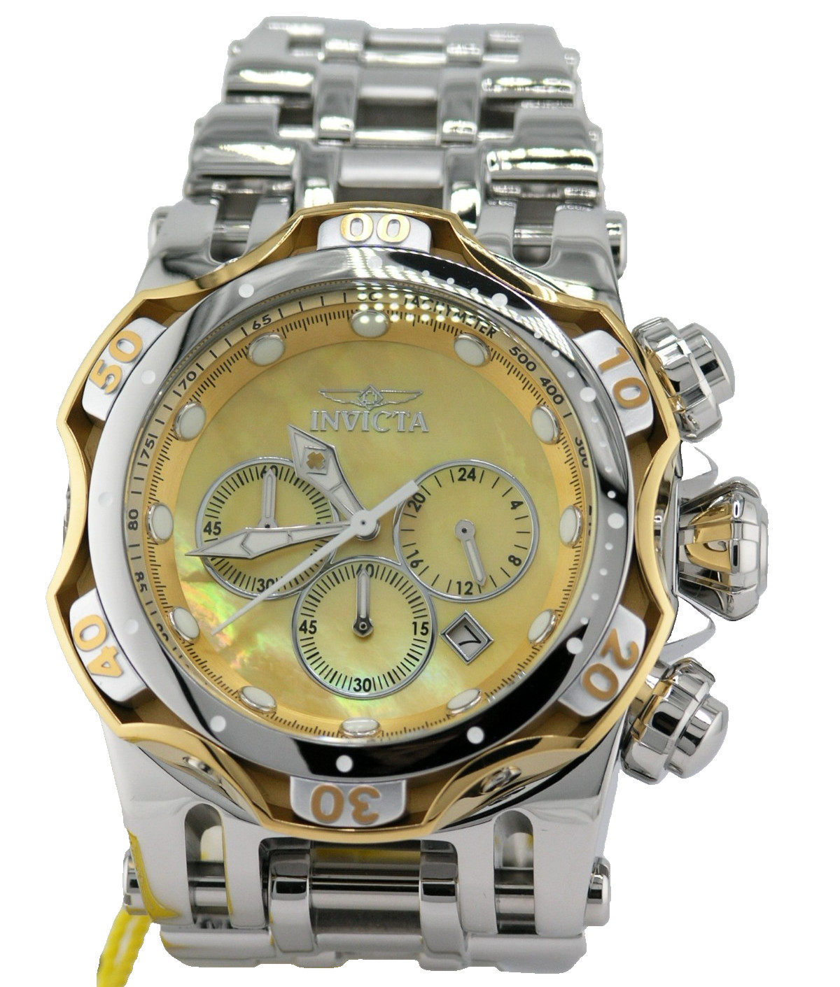 NEW INVICTA 49171 FUSION CHAOS CHRONOGRAPH WATCH STEEL GOLD MOP DIAL 54MM C