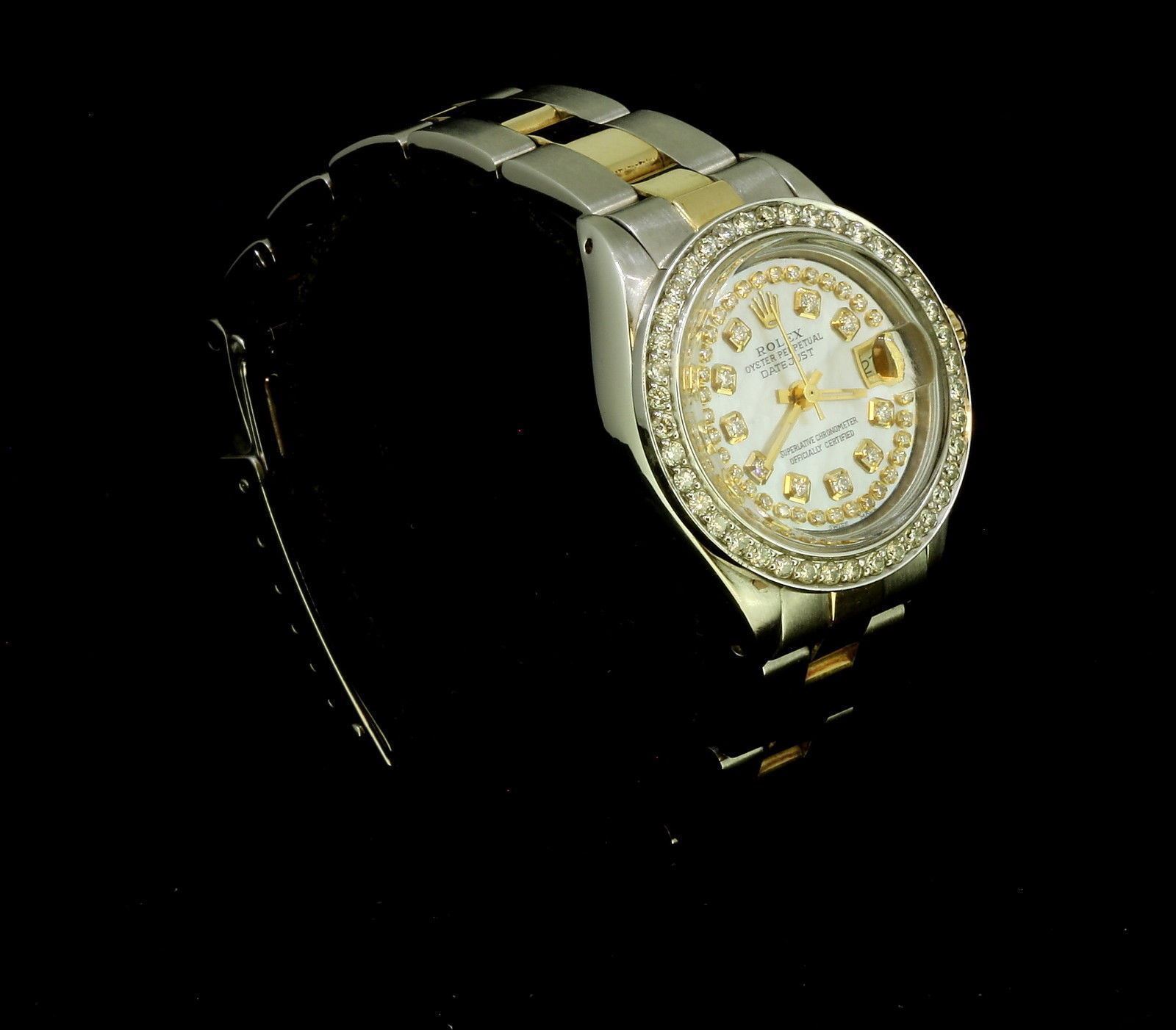 Rolex Lady Datejust Oyster Stainless Gold Diamond Dial Bezel String