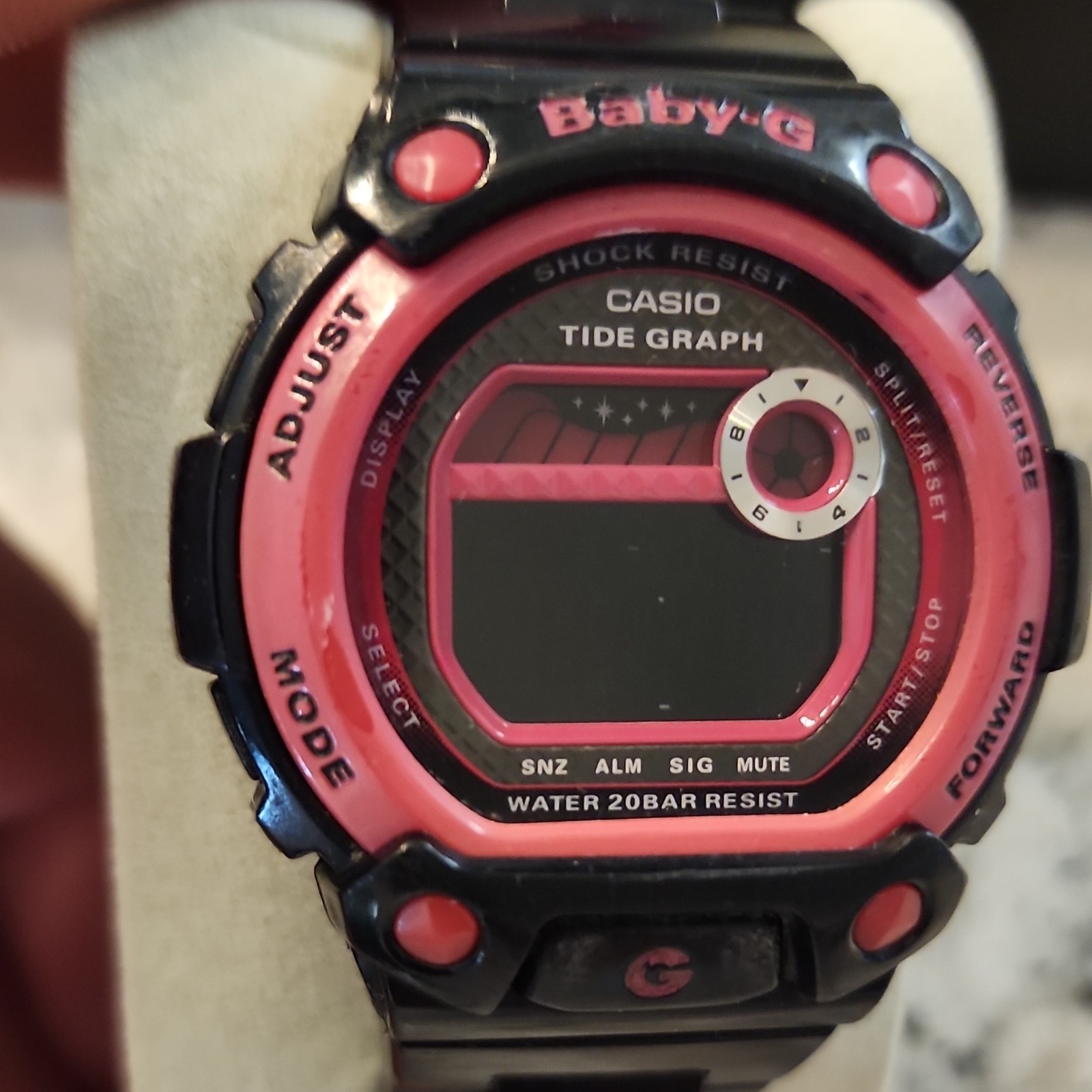 Casio Baby-G Tide Graph Women’s Digital Quartz Watch Black/Pink Resin 200m