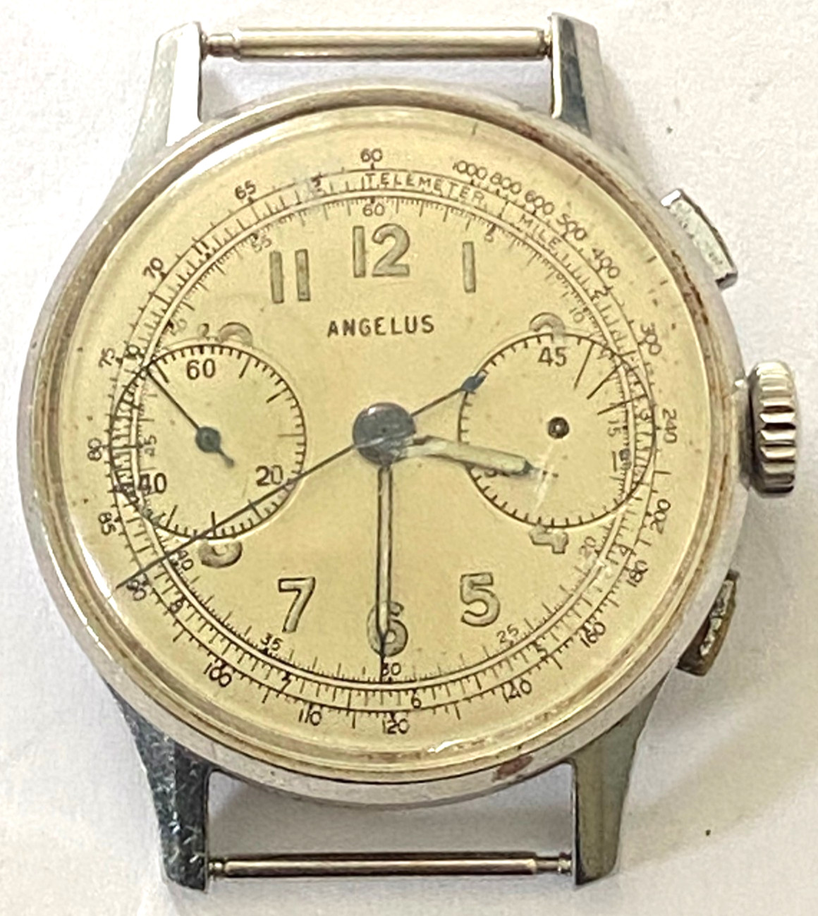 Vintage 1940s Angelus Chronograph Caliber 215 ACIER INOX SS Parts/Repair