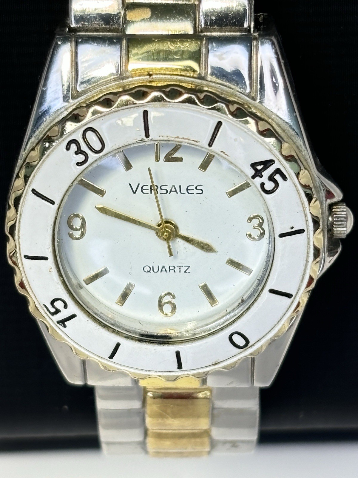 Versales Ladies Bangle Watch, Gol/Silver Two-Tone, Rotating Bezel, Gifts For Her
