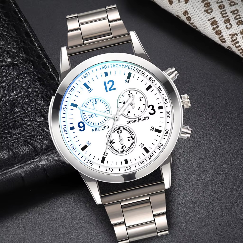 1/2PCS Men Business Watches Fashion Men’S Steel Band Quartz Watch with Bracelet（