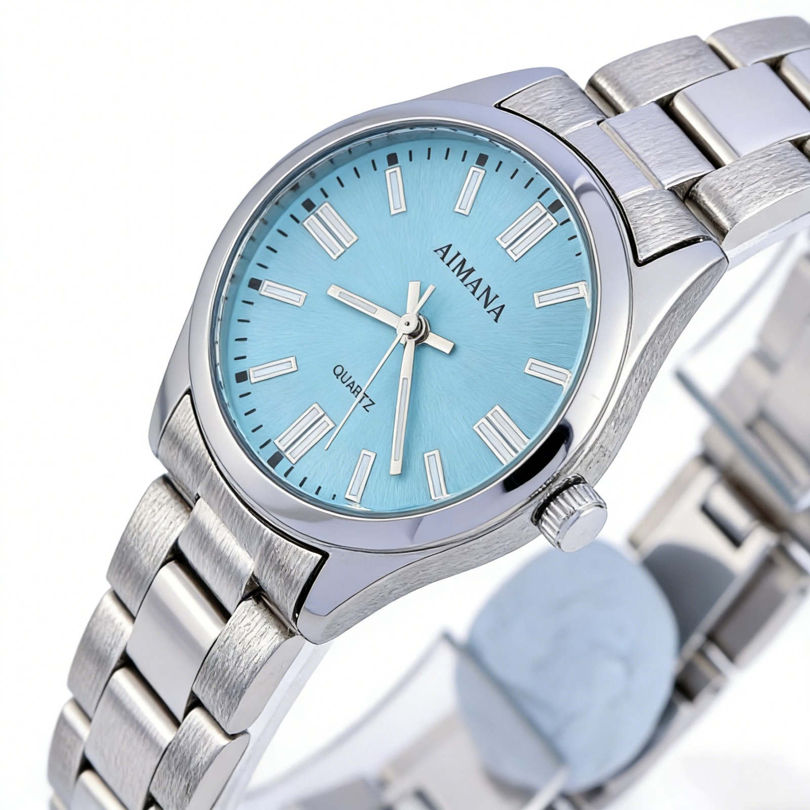 VORSEL Classic Blue Round Dial Women’s Quartz Silver Tone Watch 32mm