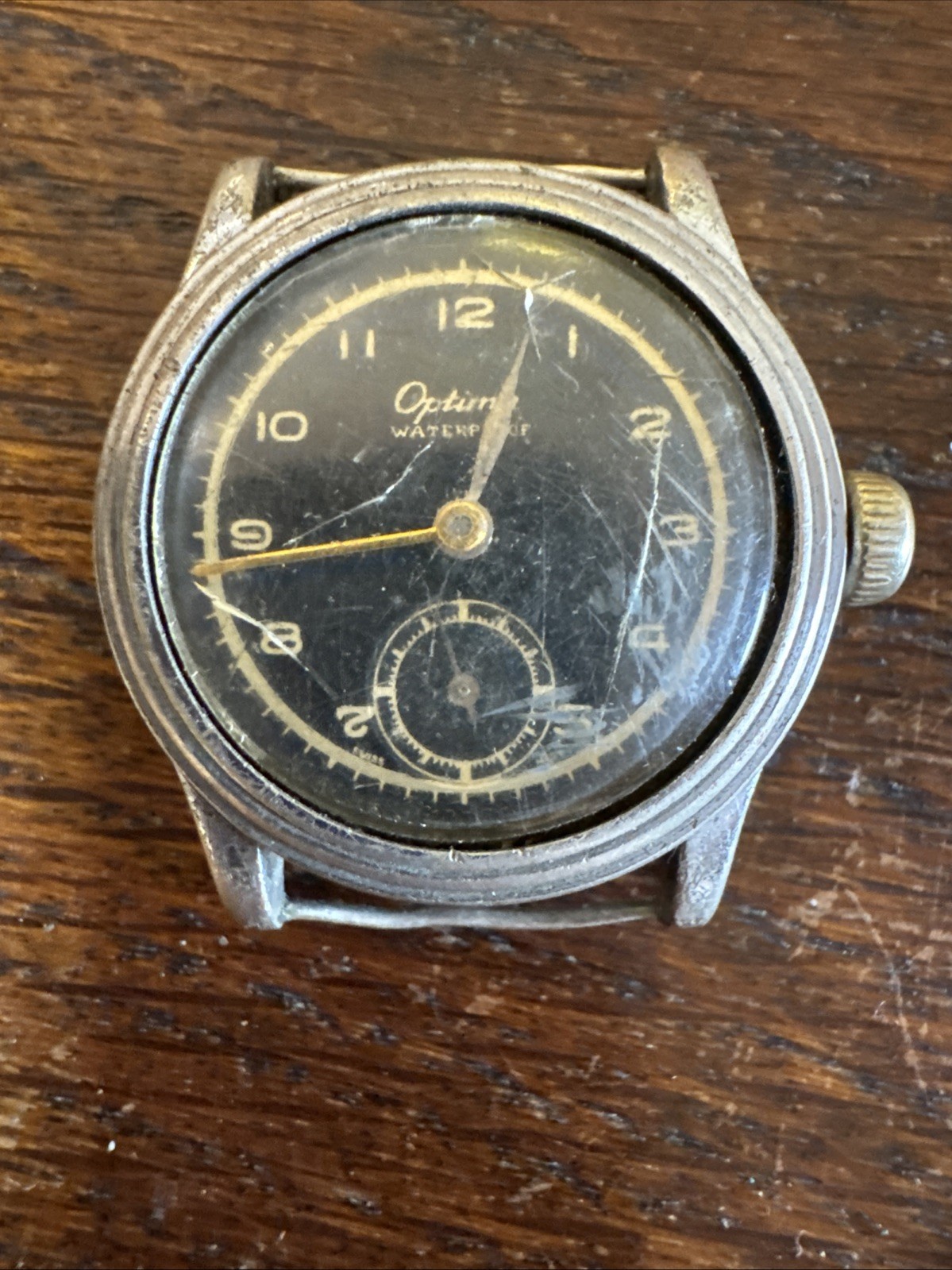 Optima Waterproof Black Dial Military 1930s