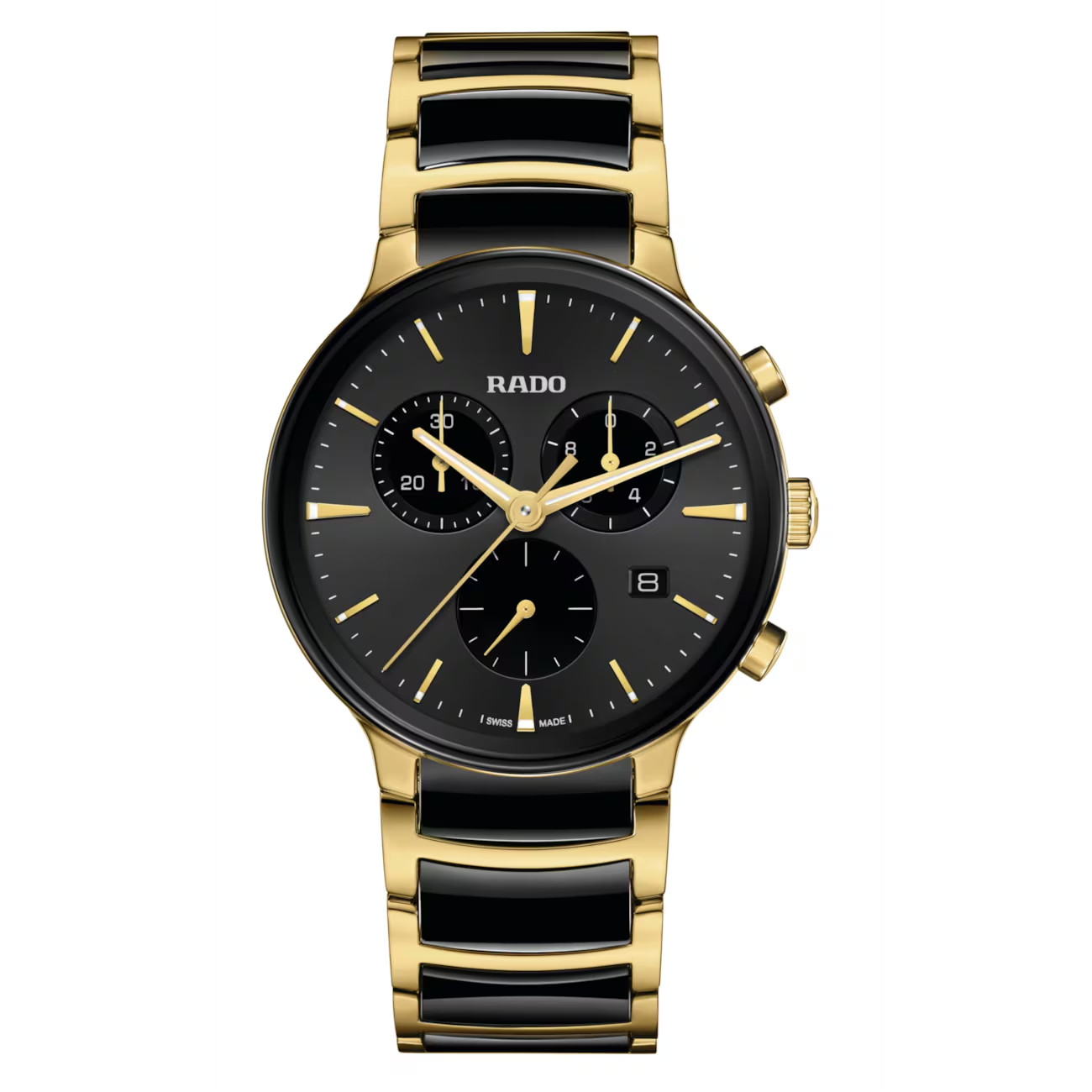 Rado Centrix Quartz 41mm Black Dial Two Toned Watch R30211152
