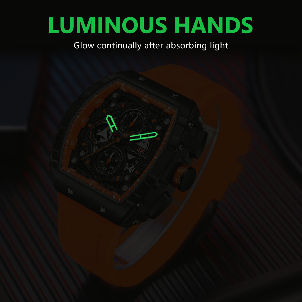 MINI FOCUS Men Watch Silicone Rectangle Date Wristwatch Military Boy Sport Watch