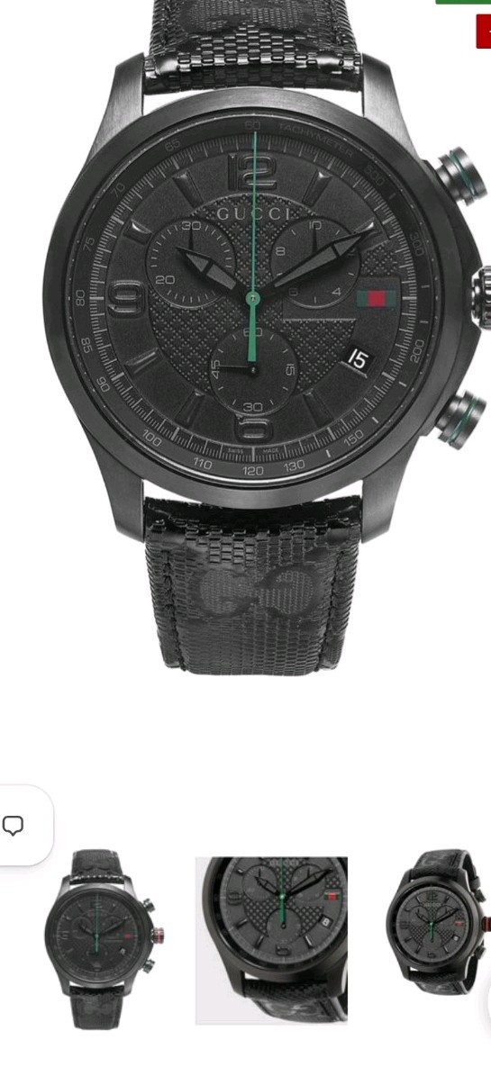 Gucci G-Timeless Men’s Quartz Chronograph Tachymeter Date 44mm Black Leather