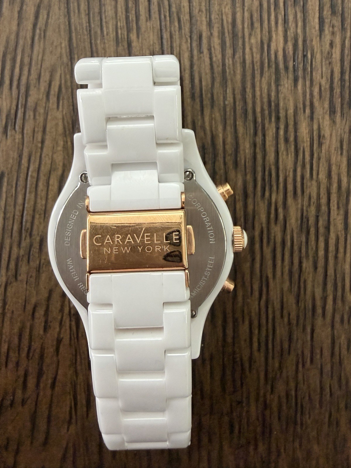 Caravelle New York Women’s White Ceramic Quartz Chronograph Bracelet Watch