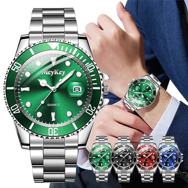 Fashion Men Business Watches Stainless Steel Band Men Calendar Quartz Watch