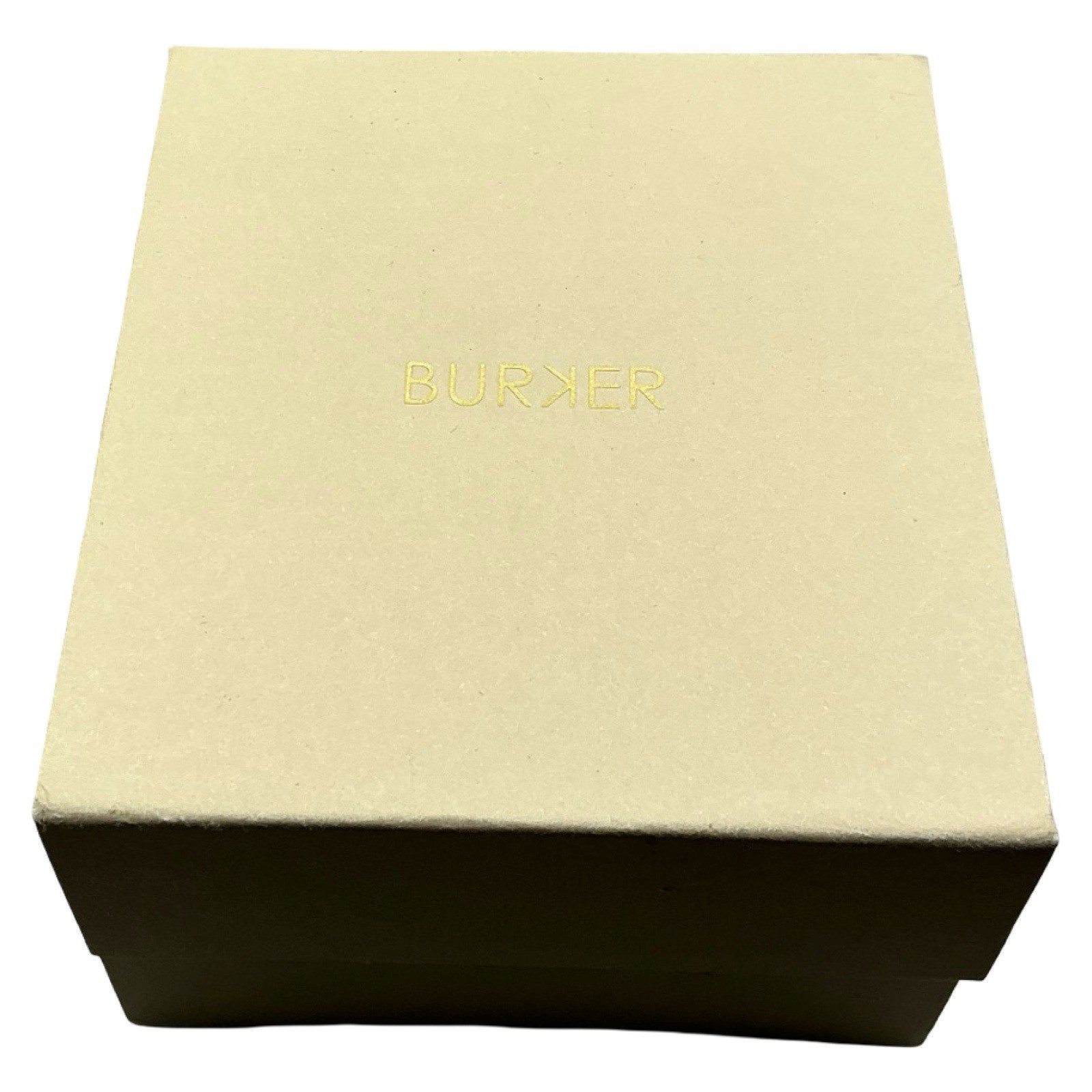 Burker Womens Gold Tone Rectangular Watch Black Dial Jubilee Link Bracelet Box