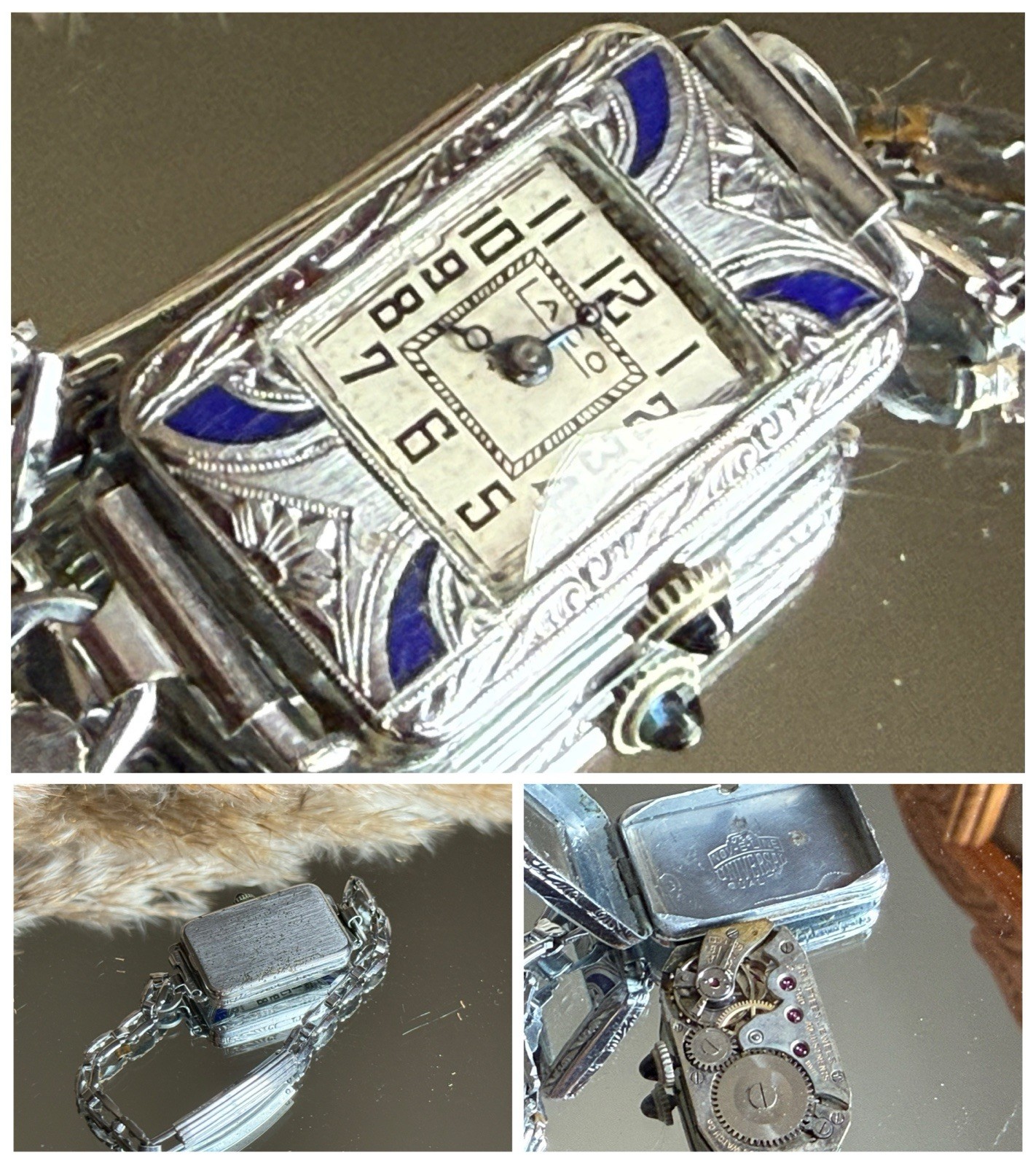 1930’s Ladies Art Deco Enamel Laco Watch~ Matching Deco Linked Band