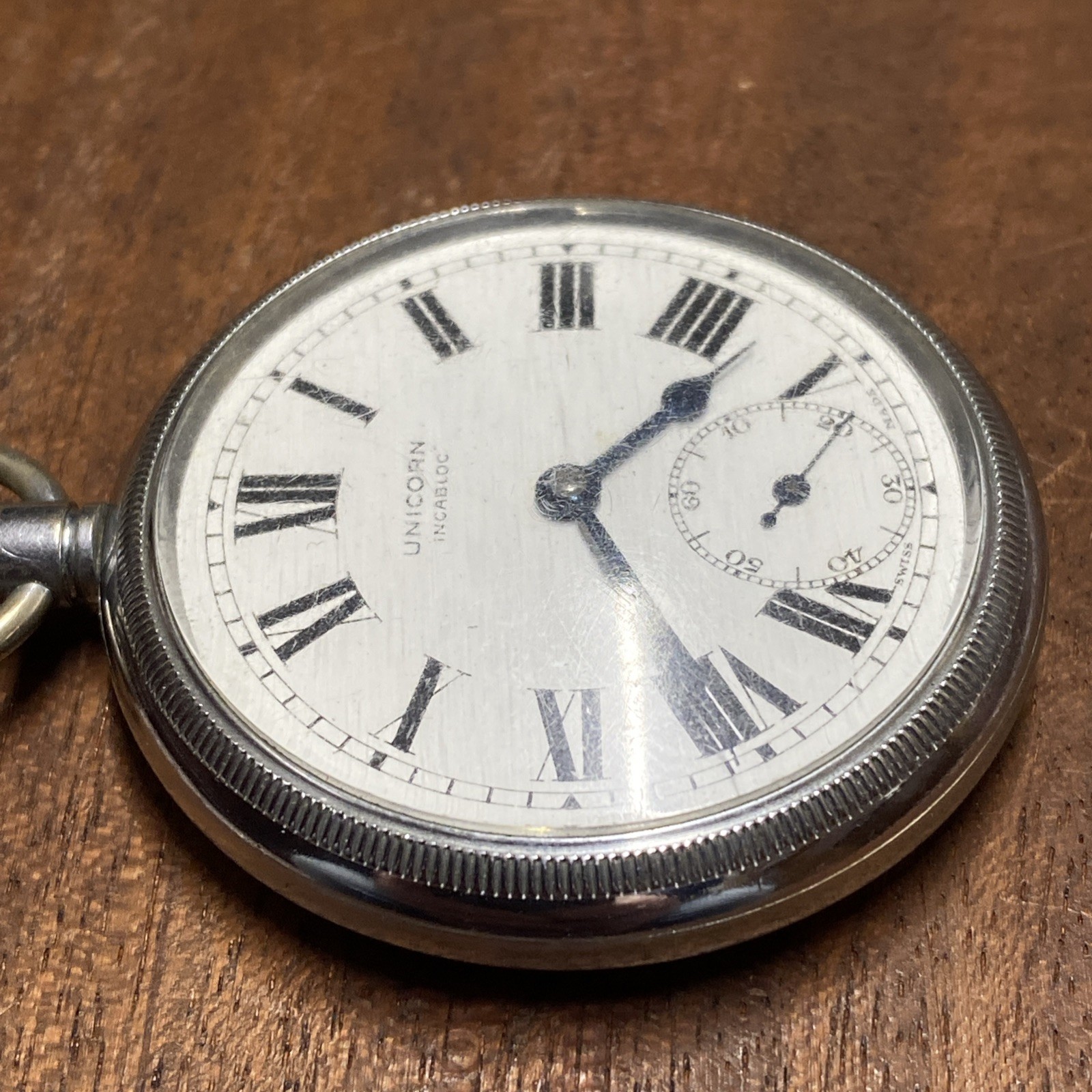 Unicorn Screw Case Front & Back 15 Jewels Pocket Watch Geneva Stripes